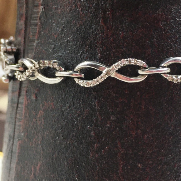 Sterling Silver Infinity Diamond Bracelet - Picture 4 of 8